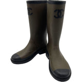 シャネル CHANEL ココマークレインブーツ G45838 カーキ ラバー レディース ブーツ