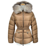 モンクレール MONCLER BOED ファーダウンジャケット キャメル ナイロン レディース ダウンジャケット