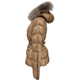 モンクレール MONCLER BOED ファーダウンジャケット キャメル ナイロン レディース ダウンジャケット