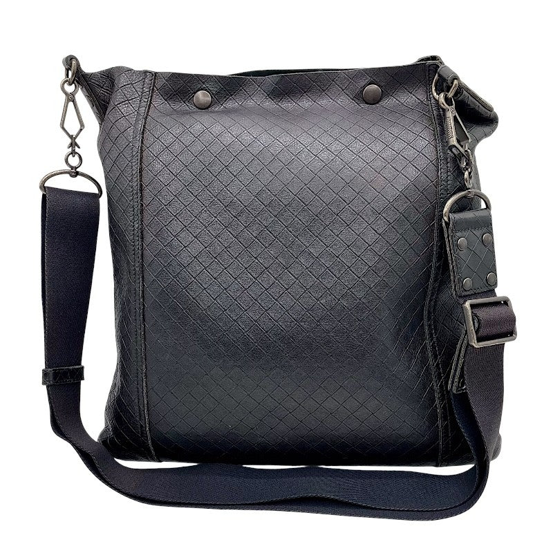 ボッテガ・ヴェネタ BOTTEGA VENETA イントレッチオ ミラージュ ショルダーバッグ ブラック×ブロンズ金具 型押しレザー ユニセックス ショルダーバッグ ボッテガ・ヴェネタ BOTTEGA VENETA イントレッチオ ミラージュ