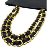 シャネル CHANEL ココマークチェーントート ブラック ゴールド金具 ラム レディース トートバッグ