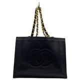 シャネル CHANEL ココマークチェーントート ブラック ゴールド金具 ラム レディース トートバッグ