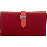 エルメス HERMES ベアンスフレ ヴェルソ □Q刻 ルージュカザック・フラミンゴ SV金具 エプソン レディース 二つ折り財布