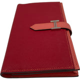 エルメス HERMES ベアンスフレ ヴェルソ □Q刻 ルージュカザック・フラミンゴ SV金具 エプソン レディース 二つ折り財布