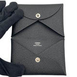 エルメス HERMES カルヴィ W刻 ブラック SV金具 エプソン メンズ カードケース