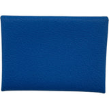 エルメス HERMES カルヴィデュオ W刻 ブルーイドラ SV金具 シェーブル レディース 二つ折り財布