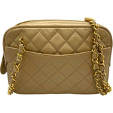 シャネル CHANEL チェーンショルダー 1番台 ベージュ GD金具 ラム レディース ショルダーバッグ