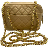 シャネル CHANEL チェーンショルダー 1番台 ベージュ GD金具 ラム レディース ショルダーバッグ