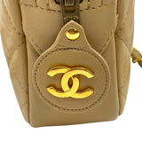 シャネル CHANEL チェーンショルダー 1番台 ベージュ GD金具 ラム レディース ショルダーバッグ