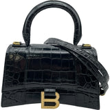 バレンシアガ BALENCIAGA アワーグラスXS 592833 ブラック GD金具 クロコ型押し レディース ショルダーバッグ