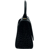 バレンシアガ BALENCIAGA アワーグラスXS 592833 ブラック GD金具 クロコ型押し レディース ショルダーバッグ