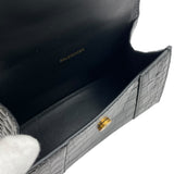 バレンシアガ BALENCIAGA アワーグラスXS 592833 ブラック GD金具 クロコ型押し レディース ショルダーバッグ