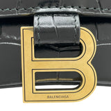 バレンシアガ BALENCIAGA アワーグラスXS 592833 ブラック GD金具 クロコ型押し レディース ショルダーバッグ