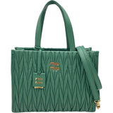 ミュウミュウ miu miu マテラッセ 2WAY バッグ 5BG258 サルビアグリーン ゴールド金具 レザー レディース ハンドバッグ