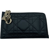 クリスチャン・ディオール Christian Dior カナージュウォレット ブラック GD金具 レザー レディース カードケース