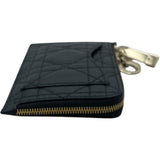 クリスチャン・ディオール Christian Dior カナージュウォレット ブラック GD金具 レザー レディース カードケース