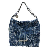 シャネル CHANEL CHANEL22ハンドバッグ AS3261 ブルー シルバー金具 デニム レディース ハンドバッグ