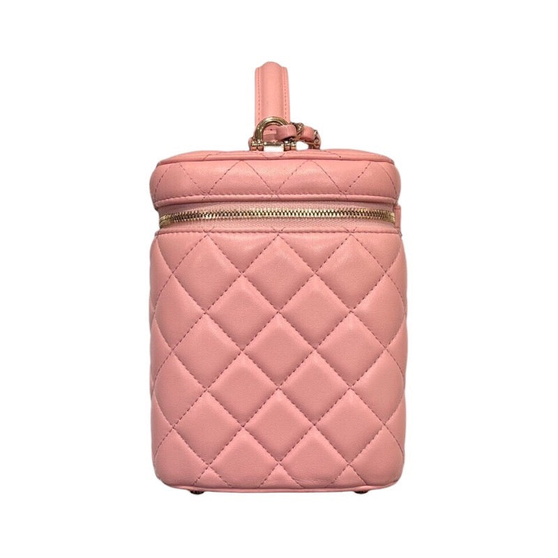 シャネル CHANEL スモールヴァニティケース ピンク/GD ラム レディース