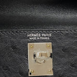 エルメス HERMES ミニケリー2 W刻 ブラック シルバー金具 オーストリッチ レディース ハンドバッグ ショルダーバッグ