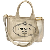 プラダ PRADA カナパハンドバッグ B2439G アイボリー キャンバス レディース ハンドバッグ
