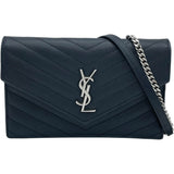 サンローラン SAINT LAURENT カサンドラ エンベロープ チェーンウォレット 393953 ブラック シルバー金具 グレインカーフ レディース ショルダーバッグ