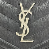 サンローラン SAINT LAURENT カサンドラ エンベロープ チェーンウォレット 393953 ブラック シルバー金具 グレインカーフ レディース ショルダーバッグ