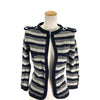 シャネル CHANEL ボーダーカシミヤニットカーディガン P27618 グレー カシミヤ レディース カーディガン