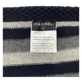 シャネル CHANEL ボーダーカシミヤニットカーディガン P27618 グレー カシミヤ レディース カーディガン