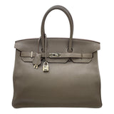エルメス HERMES バーキン35 □Q刻印 トープ SV金具 トリヨン レディース ハンドバッグ