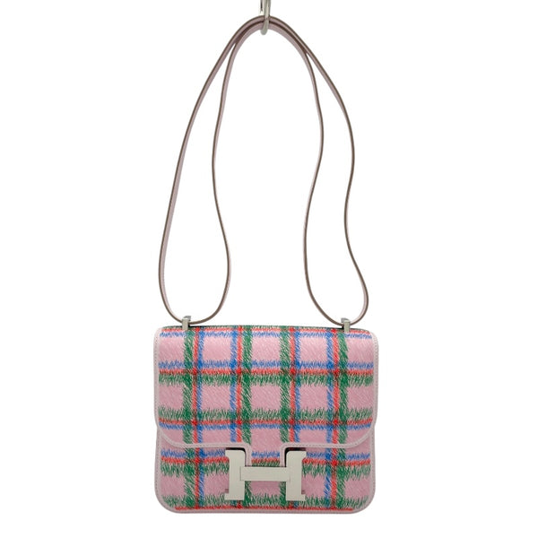 エルメス HERMES コンスタンス3ミニ タータン K刻 モーヴペール SV金具