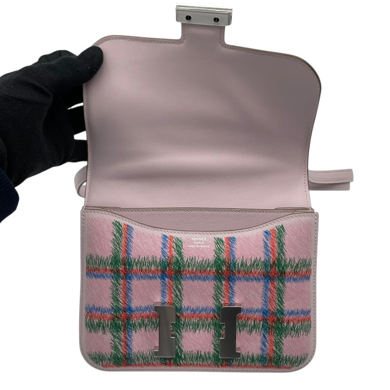 エルメス HERMES コンスタンス3ミニ タータン K刻 モーヴペール SV金具