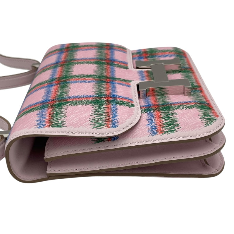 エルメス HERMES コンスタンス3ミニ タータン K刻 モーヴペール SV金具