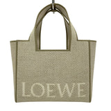 ロエベ LOEWE ロエベ フォント トート スモール ベージュ SV金具 キャンバスジャガード レディース トートバッグ