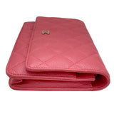 シャネル CHANEL マトラッセ チェーンウォレット A33814 25番台 ピンク GD金具 キャビアスキン レディース ウォレットチェーン