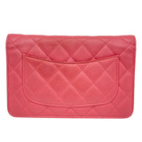 シャネル CHANEL マトラッセ チェーンウォレット A33814 25番台 ピンク GD金具 キャビアスキン レディース ウォレットチェーン