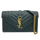 サンローラン SAINT LAURENT カサンドラチェーンショルダー 600195 グリーン GD金具 キャビア レディース ショルダーバッグ