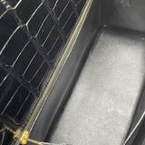 エルメス HERMES ケリー32 外縫い 〇Z刻印 （1996年製） ブラック　ゴールド金具 アリゲーターリセ レディース ショルダーバッグ