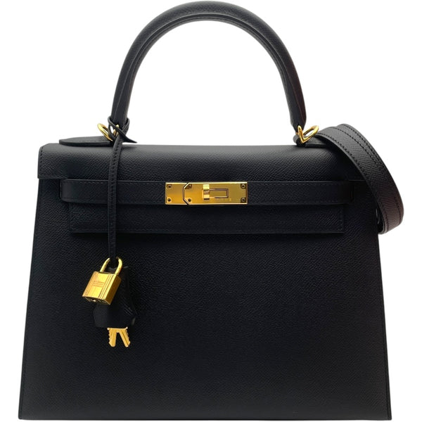 エルメス HERMES ケリー28 外縫い U刻 ブラック GD金具 エプソン
