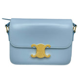 セリーヌ CELINE ティーン トリオンフ バッグ 188423 アイスブルー GD金具 シャイニーカーフスキン レディース ショルダーバッグ