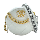 シャネル CHANEL CHANEL19 ラウンドショルダー AP0945 30番台 ホワイト SVxGD金具 ラム レディース ショルダーバッグ