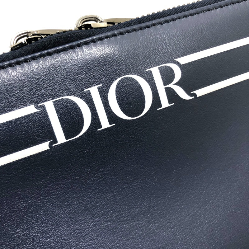 ディオールオム DIOR HOMME ロゴ ショルダーバッグ ネイビー レザー