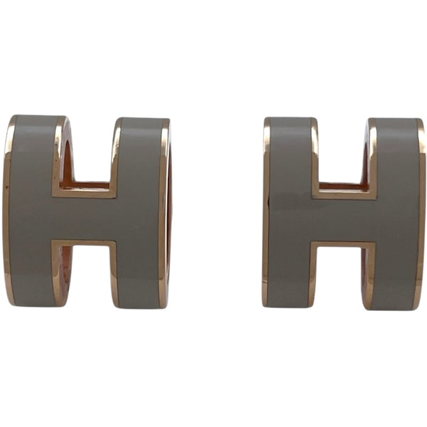 エルメス HERMES ポップアッシュピアス ベージュ GD金具 メタル