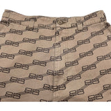 バレンシアガ BALENCIAGA BBロゴ 総柄デタッチャブルカーゴワイドパンツ 704423 ベージュ コットン メンズ カーゴパンツ