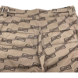 バレンシアガ BALENCIAGA BBロゴ 総柄デタッチャブルカーゴワイドパンツ 704423 ベージュ コットン メンズ カーゴパンツ