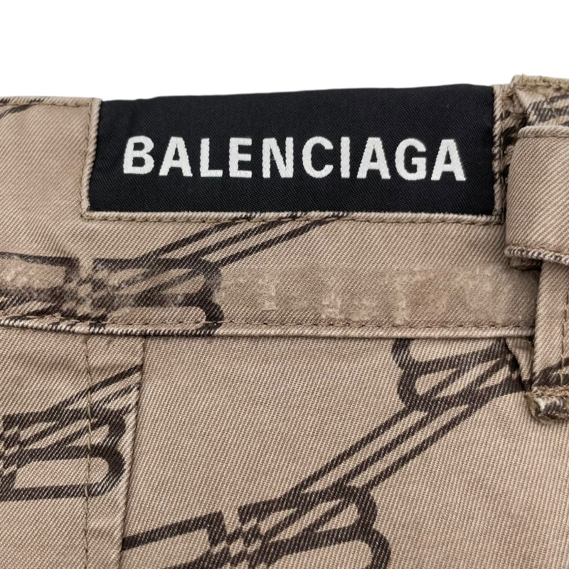 バレンシアガ BALENCIAGA BBロゴ 総柄デタッチャブルカーゴワイドパンツ 704423 ベージュ コットン メンズ カーゴパンツ バレンシアガ BALENCIAGA BBロゴ 総柄デタッチャブルカーゴワイド