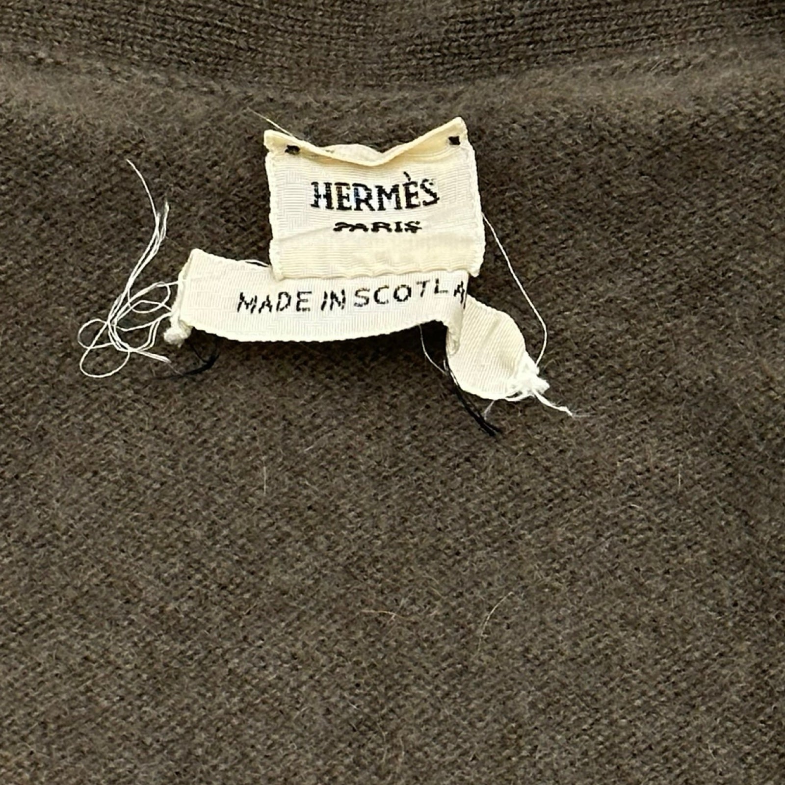 エルメス HERMES Vネックカシミヤニットセーター グリーン カシミヤ