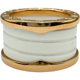 ブルガリ BVLGARI ビーゼロワンリング 4バンド (M) ピンクゴールド Au750 ホワイトセラミック ジュエリー
