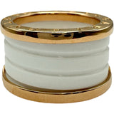 ブルガリ BVLGARI ビーゼロワンリング 4バンド (M) ピンクゴールド Au750 ホワイトセラミック ジュエリー