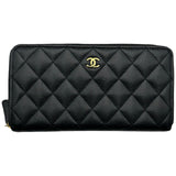 シャネル CHANEL クラシック ロング ジップ ウォレット AP0242 ブラック ゴールド金具 キャビアスキン レディース 長財布