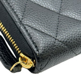 シャネル CHANEL クラシック ロング ジップ ウォレット AP0242 ブラック ゴールド金具 キャビアスキン レディース 長財布